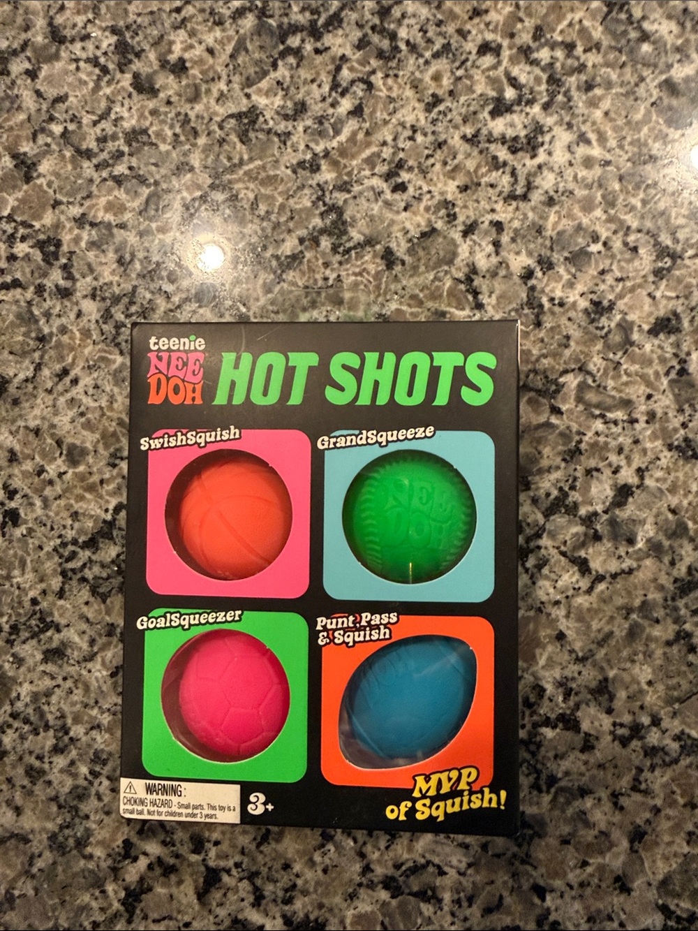 teenie NEEDOH Hot Shots Kids Squishy Ball Set - Pink, Orange, Green, Blue. NWT